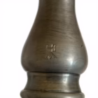 Lampă de masă vintage din cositor, cu abajur textil și element decorativ din ceară naturală Corpuri de iluminat