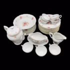 Serviciu vintage din porțelan german, decor floral policrom și accente aurite Servicii de masa