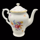 Serviciu vintage din porțelan german, decor floral policrom și accente aurite Servicii de masa