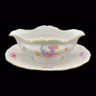 Serviciu vintage din porțelan german, decor floral policrom și accente aurite Servicii de masa