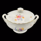 Serviciu vintage din porțelan german, decor floral policrom și accente aurite Servicii de masa