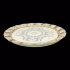 Platou decorativ vintage BMF, metal argintat cu inserție din sticlă și dantelă, Germania Platouri