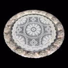 Platou decorativ vintage BMF, metal argintat cu inserție din sticlă și dantelă, Germania Platouri