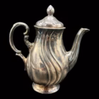 Serviciu vintage din porțelan argintat model elegant în relief pentru cafea sau ceai Portelan