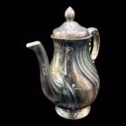 Serviciu vintage din porțelan argintat model elegant în relief pentru cafea sau ceai Portelan