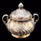 Serviciu vintage din porțelan argintat model elegant în relief pentru cafea sau ceai Portelan
