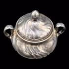 Serviciu vintage din porțelan argintat model elegant în relief pentru cafea sau ceai Portelan