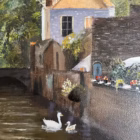 „Liniște pe Canal” – Pictură în ulei pe pânză Decoratiuni
