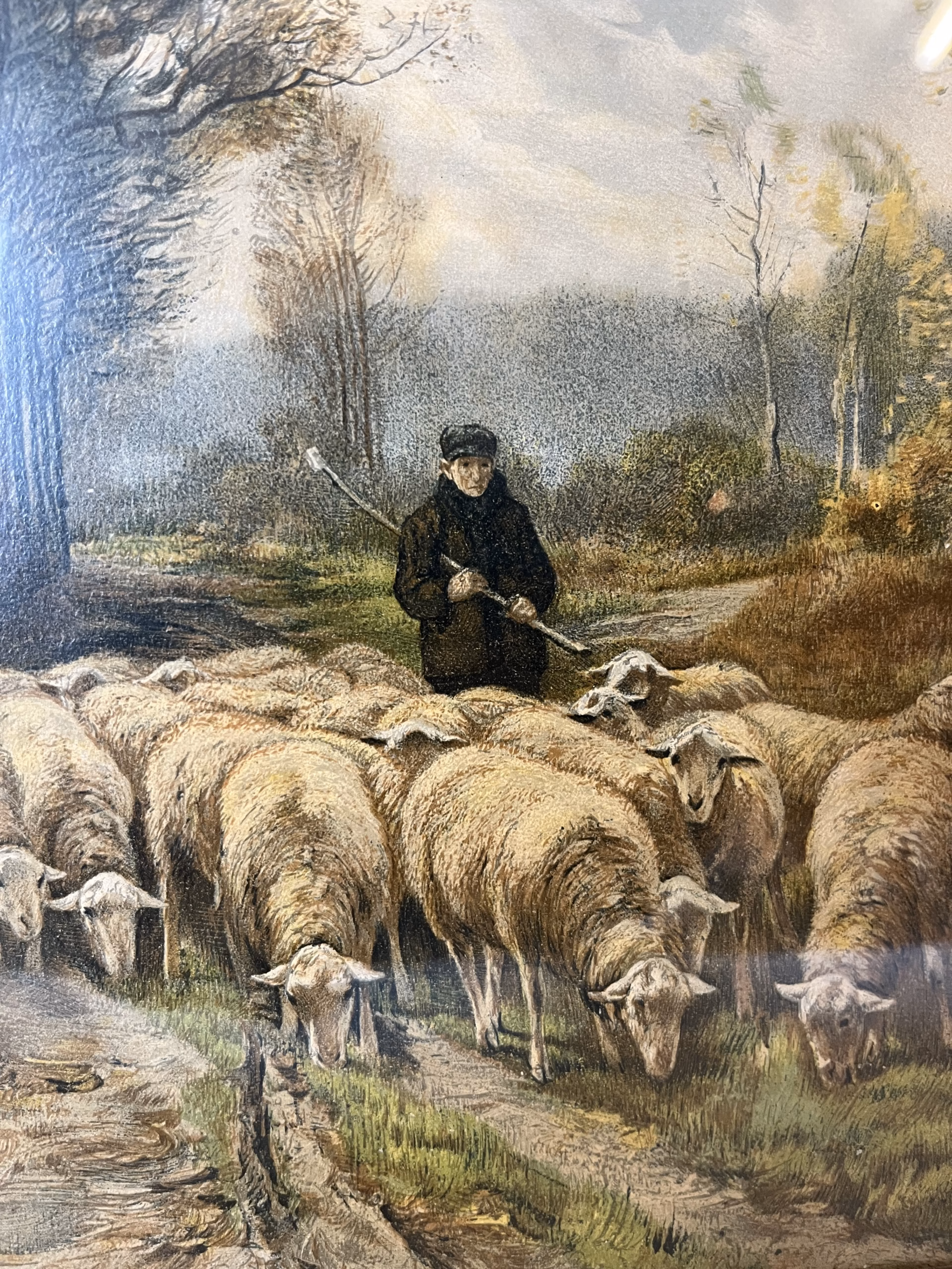 Tablou înrămat vintage Păstorul pe drumul de țară Decoratiuni Magazin de mobila decoratiuni si corpuri de iluminat vintage Tablou înrămat vintage Păstorul pe drumul de țară Decoratiuni