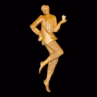 Sculptură de perete Art Deco din lemn sculptat reprezentând un dansator, cca. 1930 Decoratiuni