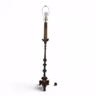 Lampadar Antic de Podea în Stil Neogotic / Baroc – Bronz și Alamă Masivă, cca. 1950 Corpuri de iluminat