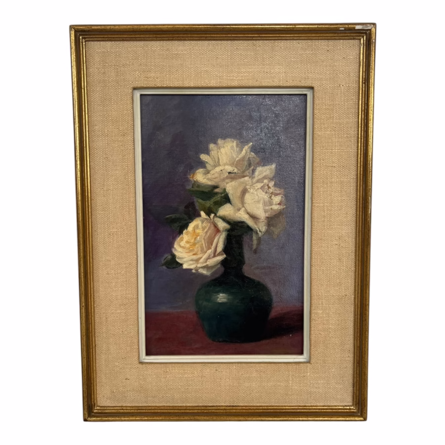 „Vas cu Trandafiri Albi” –  de Victoire Antonia Loodts (1880–1970), Belgia, sec. XX