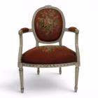 Fotoliu francez Louis XVI cu tapiserie florală originală, cca. 1900–1920 Mobilier