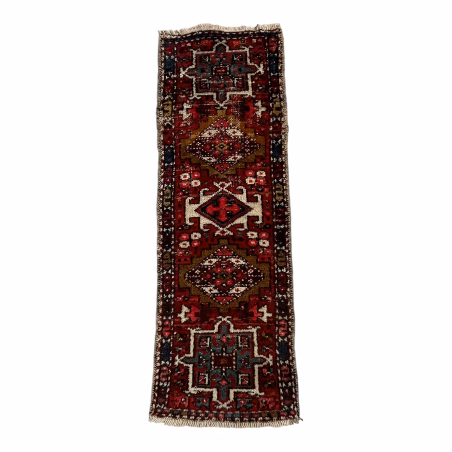 Covor Persian Karaja Tip Traversă – Piesă Vintage Autentică, Înnodată Manual