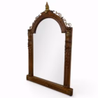 Oglindă Antică de Perete în Stil Victorian din Lemn Masiv Sculptat și Ornamente din Bronz Decoratiuni