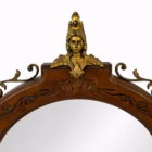 Oglindă Antică de Perete în Stil Victorian din Lemn Masiv Sculptat și Ornamente din Bronz Decoratiuni