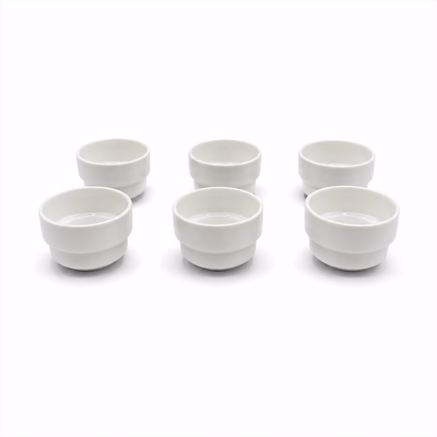 Set 6 boluri vintage din porțelan alb glazurat