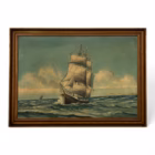 Tablou de Colecție – Marină Clasică cu Corabie în Largul Mării, Ulei pe Pânză, Semnat O. Mølskov 107x79cm Decoratiuni