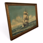 Tablou de Colecție – Marină Clasică cu Corabie în Largul Mării, Ulei pe Pânză, Semnat O. Mølskov 107x79cm Decoratiuni