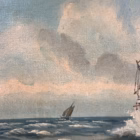 Tablou de Colecție – Marină Clasică cu Corabie în Largul Mării, Ulei pe Pânză, Semnat O. Mølskov 107x79cm Decoratiuni