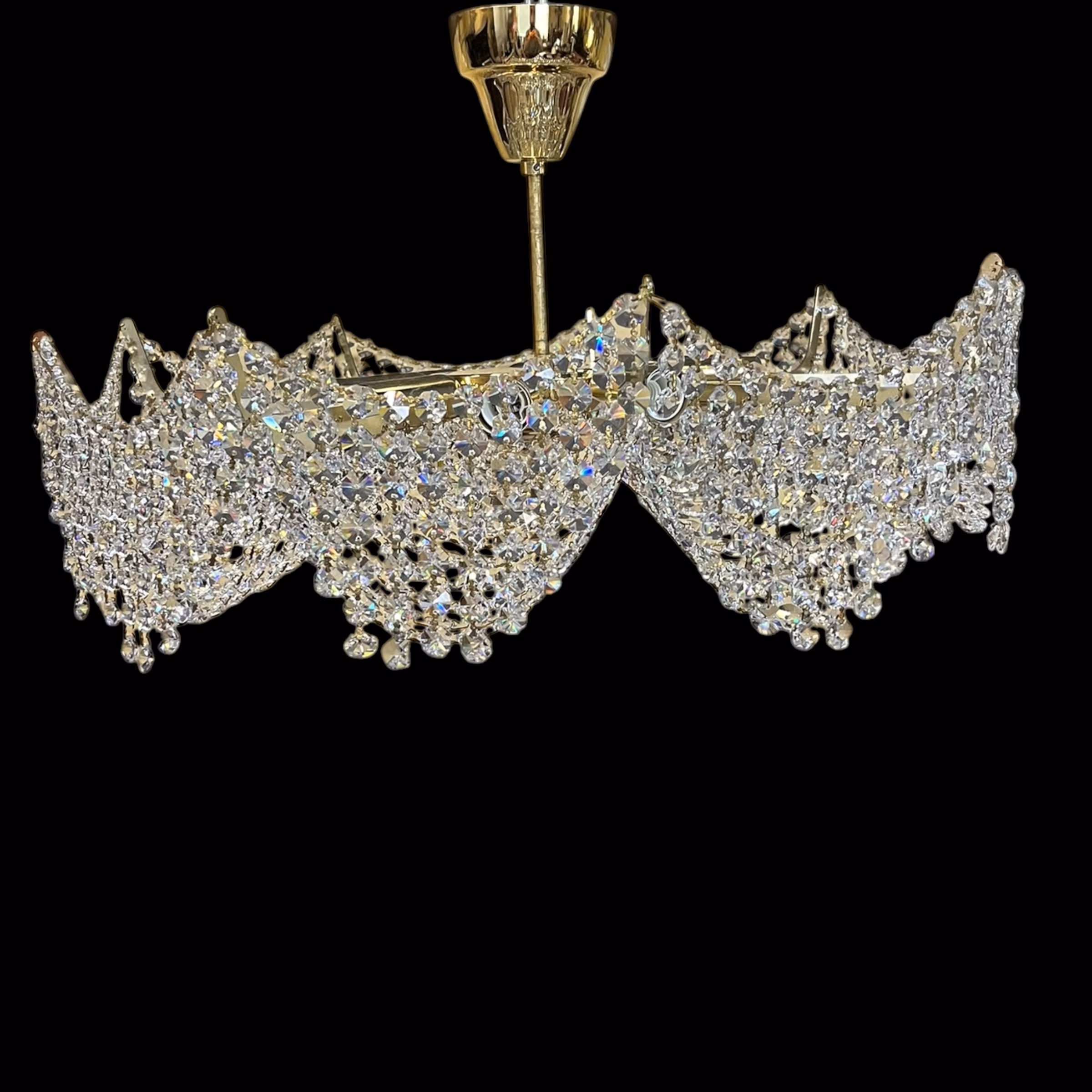 Candelabru din cristal Preciosa Bohemia – Republica Cehă, finisaj auriu, 9 becuri Candelabre