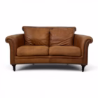 Canapea vintage din piele naturală maro coniac, 2 locuri, stil Chesterfield Canapele