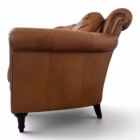 Canapea vintage din piele naturală maro coniac, 2 locuri, stil Chesterfield Canapele