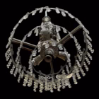 Candelabru Vintage din Metal Patinat cu Cristale și Figurine Cherubini Candelabre