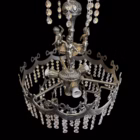 Candelabru Vintage din Metal Patinat cu Cristale și Figurine Cherubini Candelabre