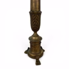 Lampadar Antic din Bronz Masiv cu Abajur Textil și Bază Stilizată în Formă de Gheare Corpuri de iluminat