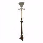Lampadar Antic din Bronz Masiv cu Abajur Textil și Bază Stilizată în Formă de Gheare Corpuri de iluminat