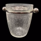 Frapieră Vintage din Sticlă Craquelé cu Mânere Sferice – Stil Mid-Century Barware Boluri