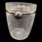 Frapieră Vintage din Sticlă Craquelé cu Mânere Sferice – Stil Mid-Century Barware Boluri