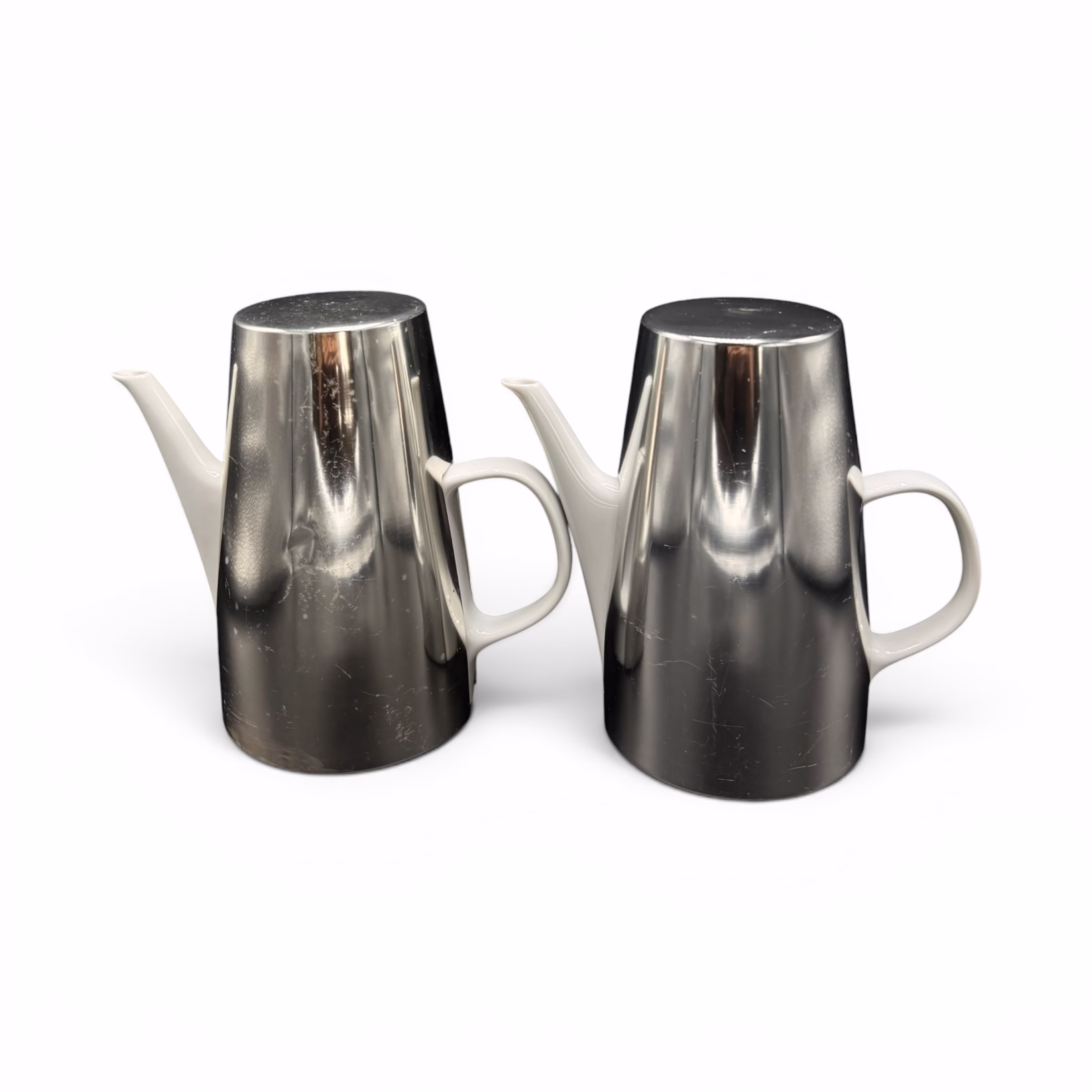 Cafetieră vintage Melitta Germania din porțelan cu husă termoizolantă din inox Portelan