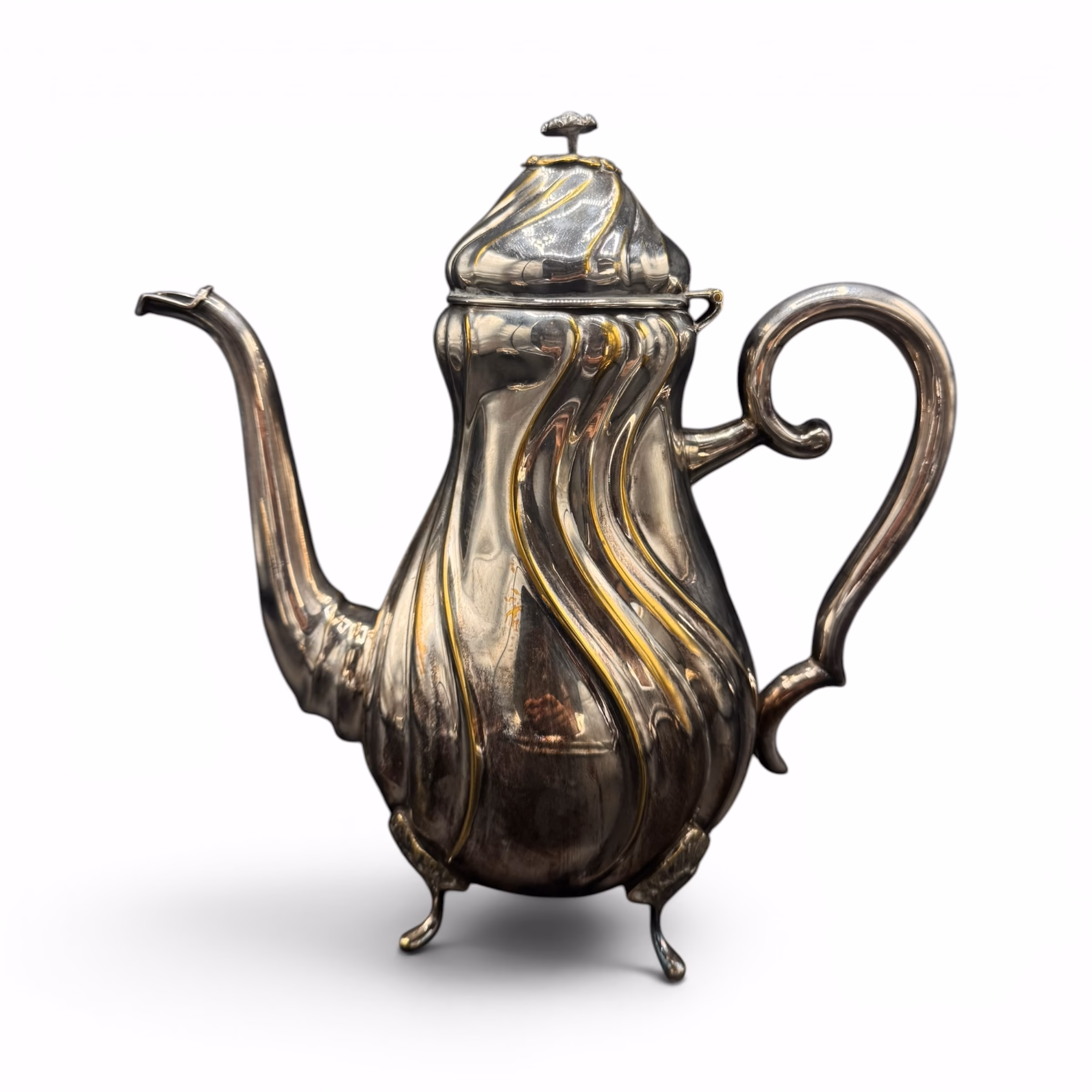 Set Antic din Metal Argintat pentru Ceai și Cafea – Stil Neo-Rococo, Marcaj E.S.P. 80 Servicii de masa