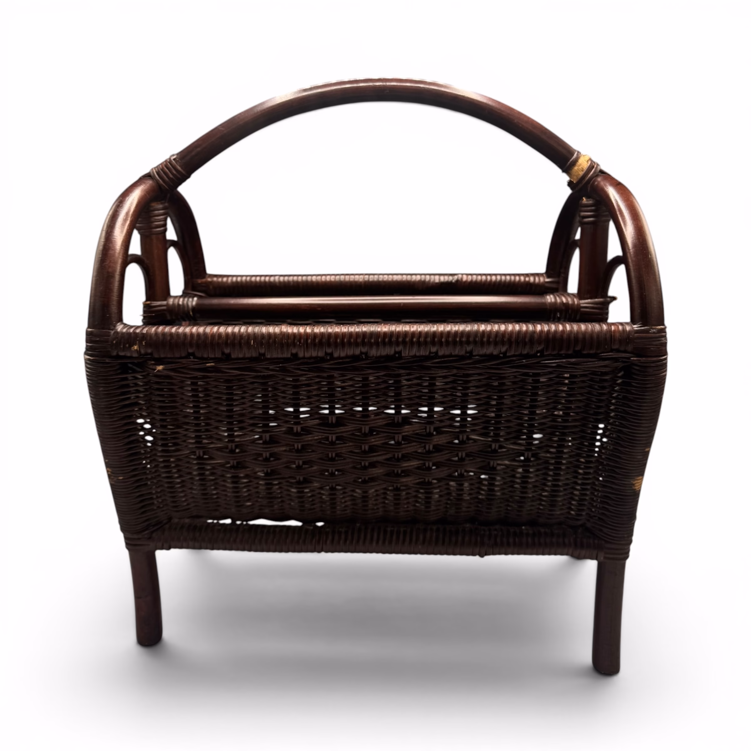 Suport Vintage pentru Reviste și Ziare, din Rattan și Răchită Împletită Mobilier
