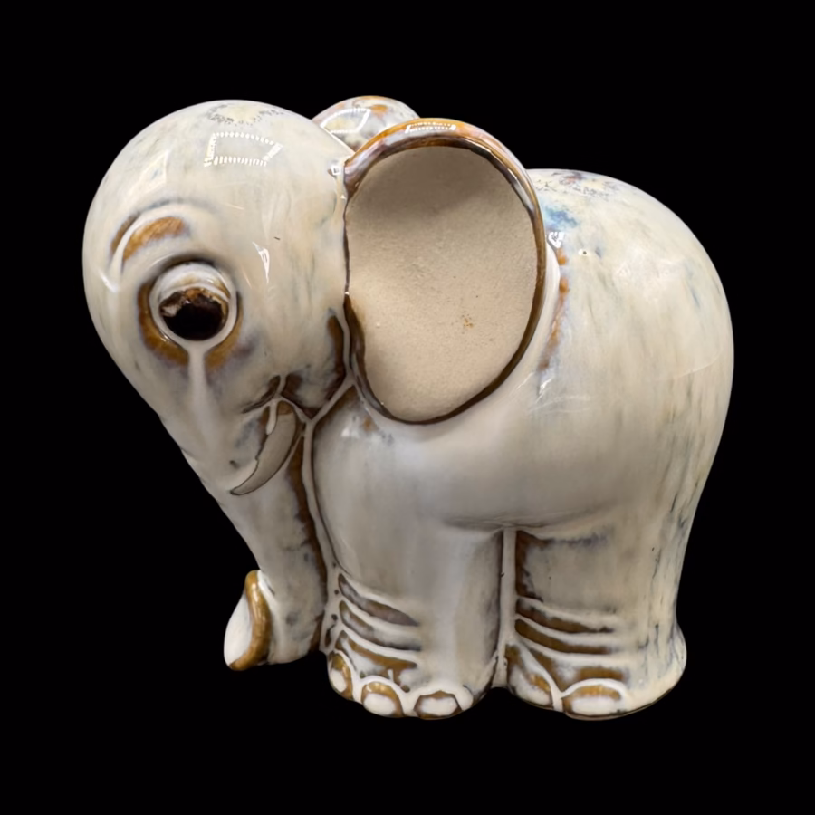 Figurină Vintage din Ceramică Glazurată – Elefant Decorativ de Colecție
