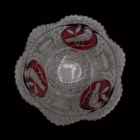 Bombonieră vintage din cristal fațetat cu capac – decor rubiniu gravat cu păsări Bomboniere