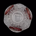 Bombonieră vintage din cristal fațetat cu capac – decor rubiniu gravat cu păsări Bomboniere