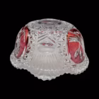 Bombonieră vintage din cristal fațetat cu capac – decor rubiniu gravat cu păsări Bomboniere
