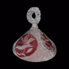 Bombonieră vintage din cristal fațetat cu capac – decor rubiniu gravat cu păsări Bomboniere