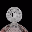 Bombonieră vintage din cristal fațetat cu capac – decor rubiniu gravat cu păsări Bomboniere