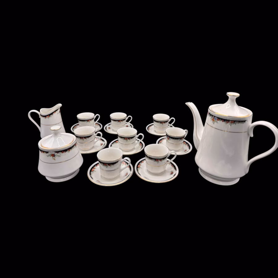 Set de Cafea și Ceai din Porțelan Fin, Stil Retro Elegant