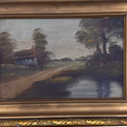 Tablou Vintage – Peisaj Rural European, Ulei pe Pânză, în Ramă Aurie din Lemn Decoratiuni