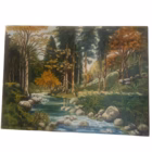 Tablou- Peisaj de toamnă: Râu în pădure – Pictură în ulei pe pânză, Decoratiuni