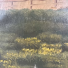 Tablou Vintage pictat în ulei pe p Peisaj Rural cu Moară de Vânt de mari dimensiuni Decoratiuni