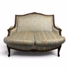 Canapea vintage / anticar din lemn masiv cu tapițerie din mătase dungată și imprimeu floral, stil clasic Louis XV / Ludovic al XV-lea Articole de colecție