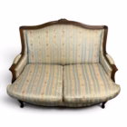 Canapea vintage / anticar din lemn masiv cu tapițerie din mătase dungată și imprimeu floral, stil clasic Louis XV / Ludovic al XV-lea Articole de colecție
