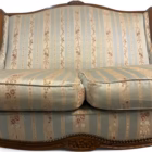 Canapea vintage / anticar din lemn masiv cu tapițerie din mătase dungată și imprimeu floral, stil clasic Louis XV / Ludovic al XV-lea Articole de colecție
