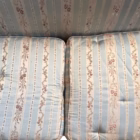 Canapea vintage / anticar din lemn masiv cu tapițerie din mătase dungată și imprimeu floral, stil clasic Louis XV / Ludovic al XV-lea Articole de colecție